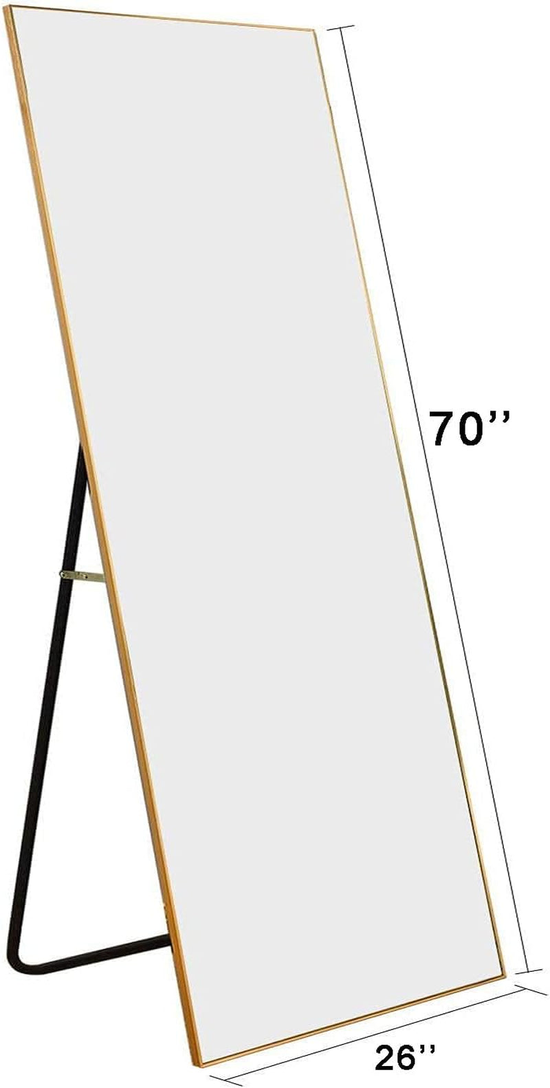 Full Length Mirror with Stand, 70"×26" Hanging, Leaning or Standing Mirror, Wall-Mounted Full Body for Bedroom, Living Room, Dressing Room Home Decor - Gold
