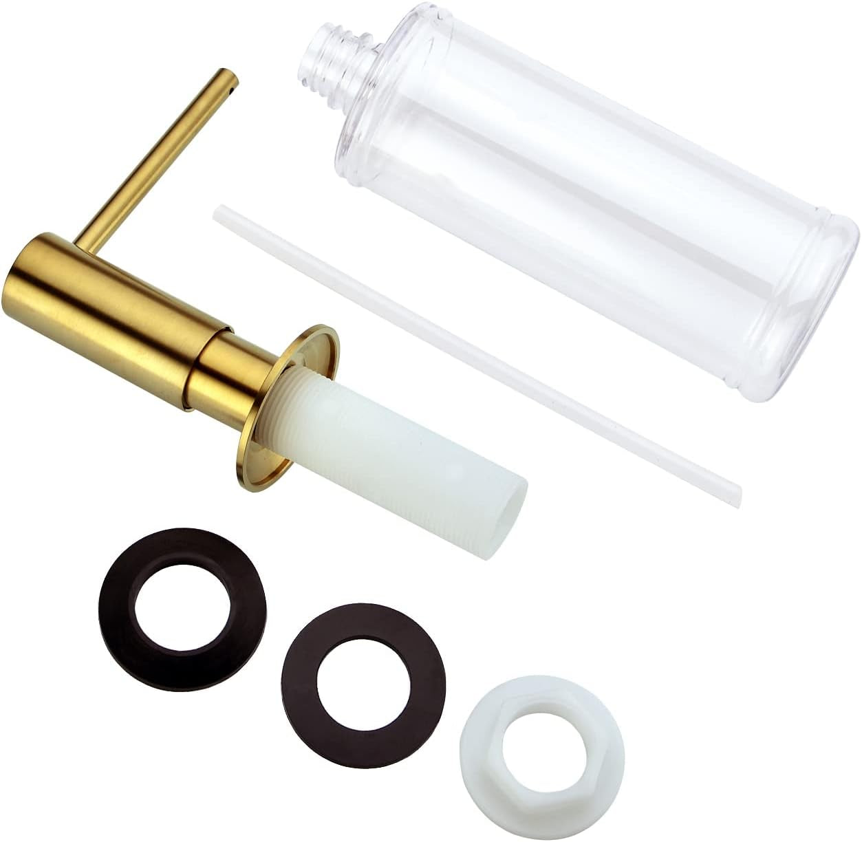 Gold Kitchen Soap Dispenser,Sold Brass Gold Soap Dispenser for Kitchen Sink,Commercial Liquid Dish Dispensers,Built in Kitchen Sink Soap Dispenser,Brushed Gold Lotion Dispenser