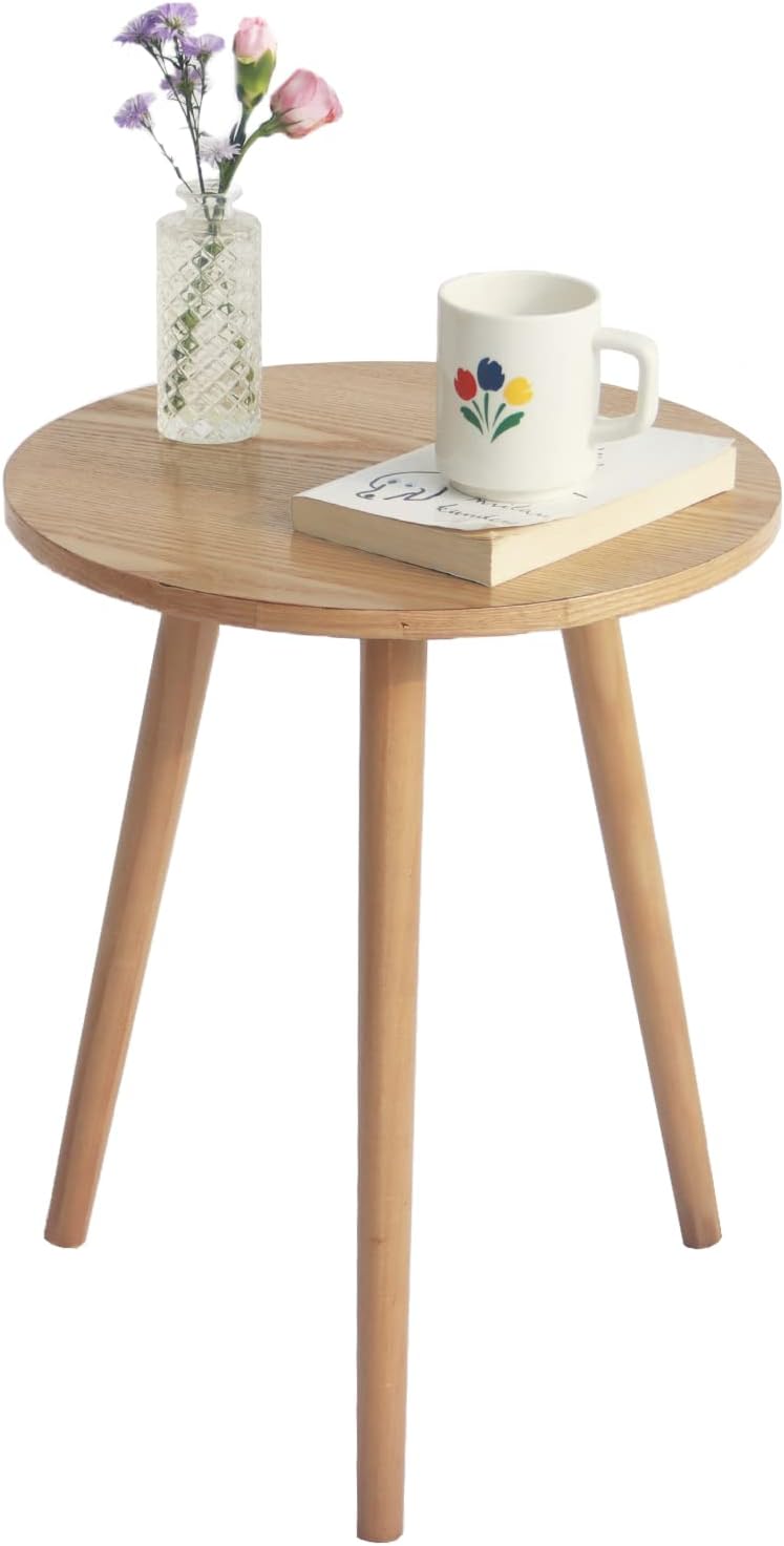 round Side/ End Table, Accent Nightstand Modern for Living Room Bedroom Office Small Spaces, 16''D X 19.5''H (White)