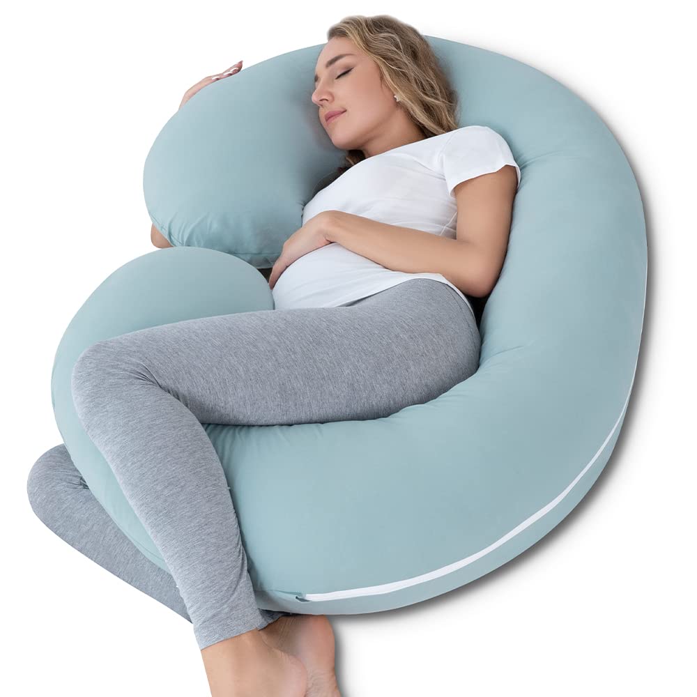 Pregnancy Pillow,Maternity Body Pillow with Velvet Cover,C Shaped Body Pillow for Sleeping (Grey)