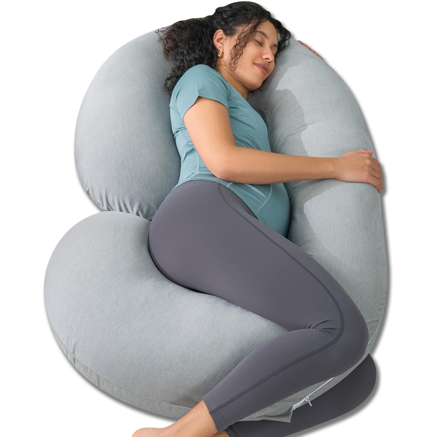 Pregnancy Pillow,Maternity Body Pillow with Velvet Cover,C Shaped Body Pillow for Sleeping (Grey)