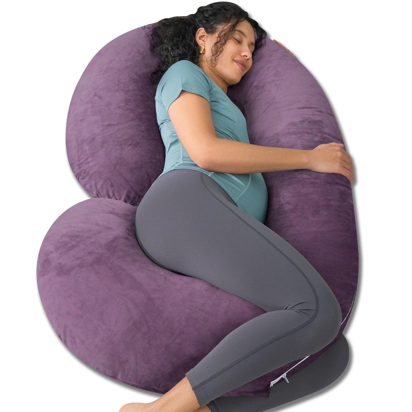 Pregnancy Pillow,Maternity Body Pillow with Velvet Cover,C Shaped Body Pillow for Sleeping (Grey)