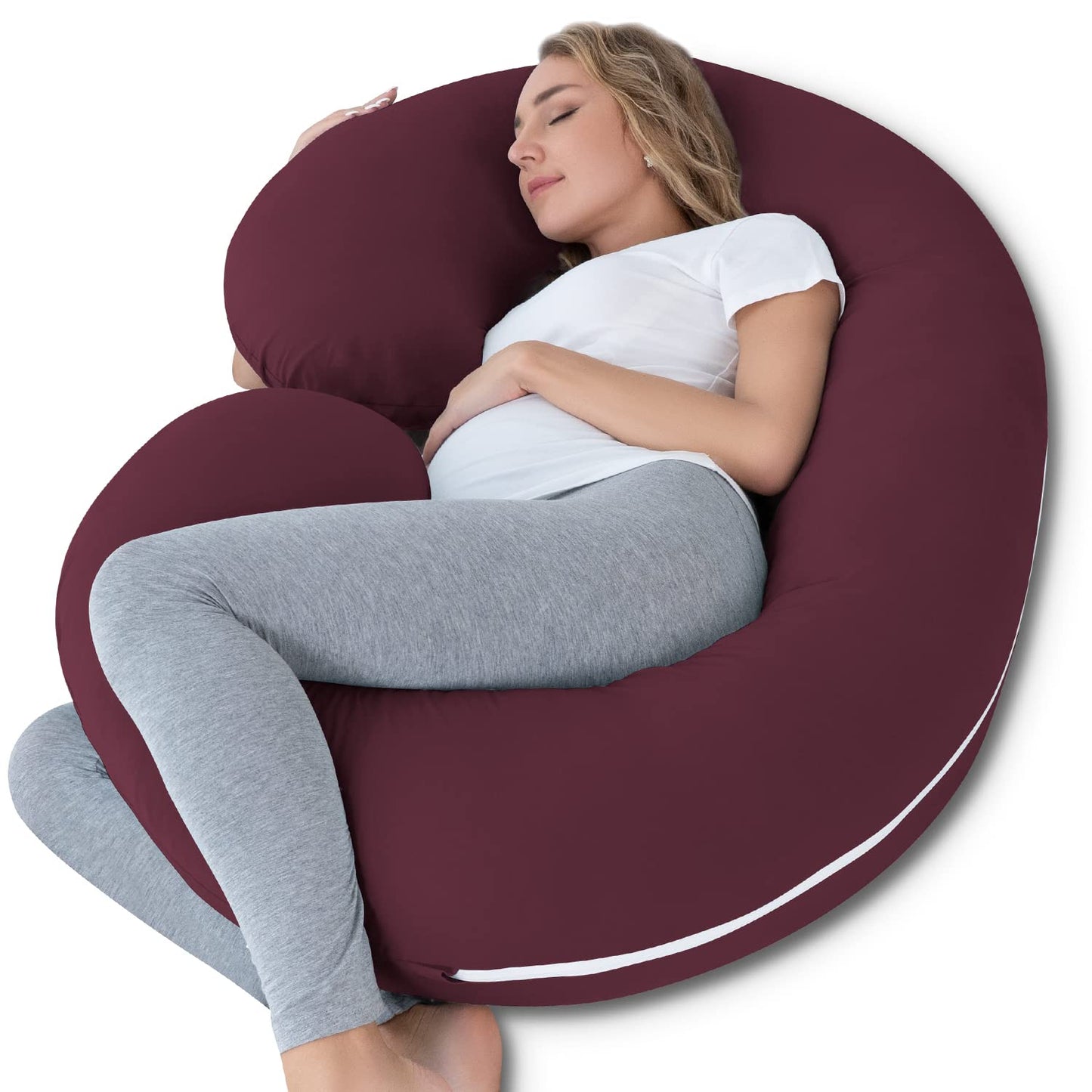 Pregnancy Pillow,Maternity Body Pillow with Velvet Cover,C Shaped Body Pillow for Sleeping (Grey)