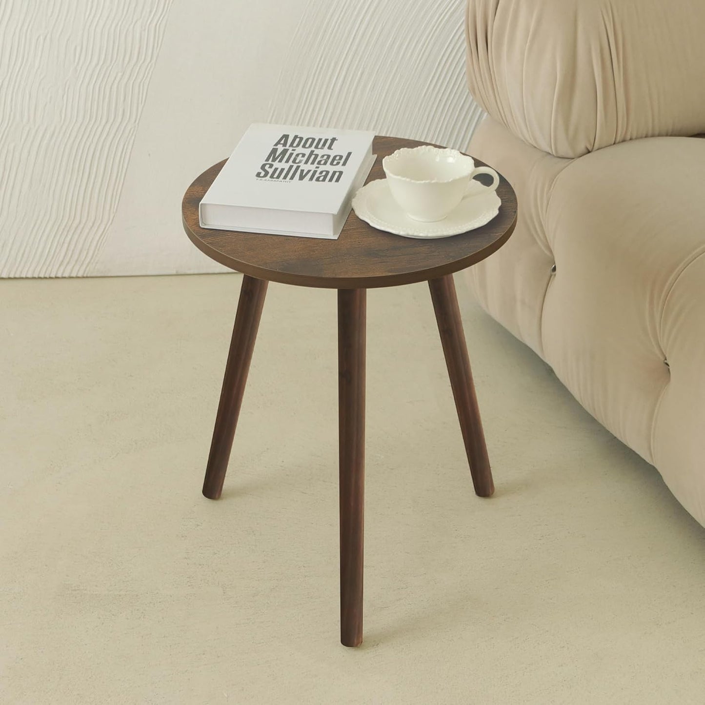 round Side/ End Table, Accent Nightstand Modern for Living Room Bedroom Office Small Spaces, 16''D X 19.5''H (White)