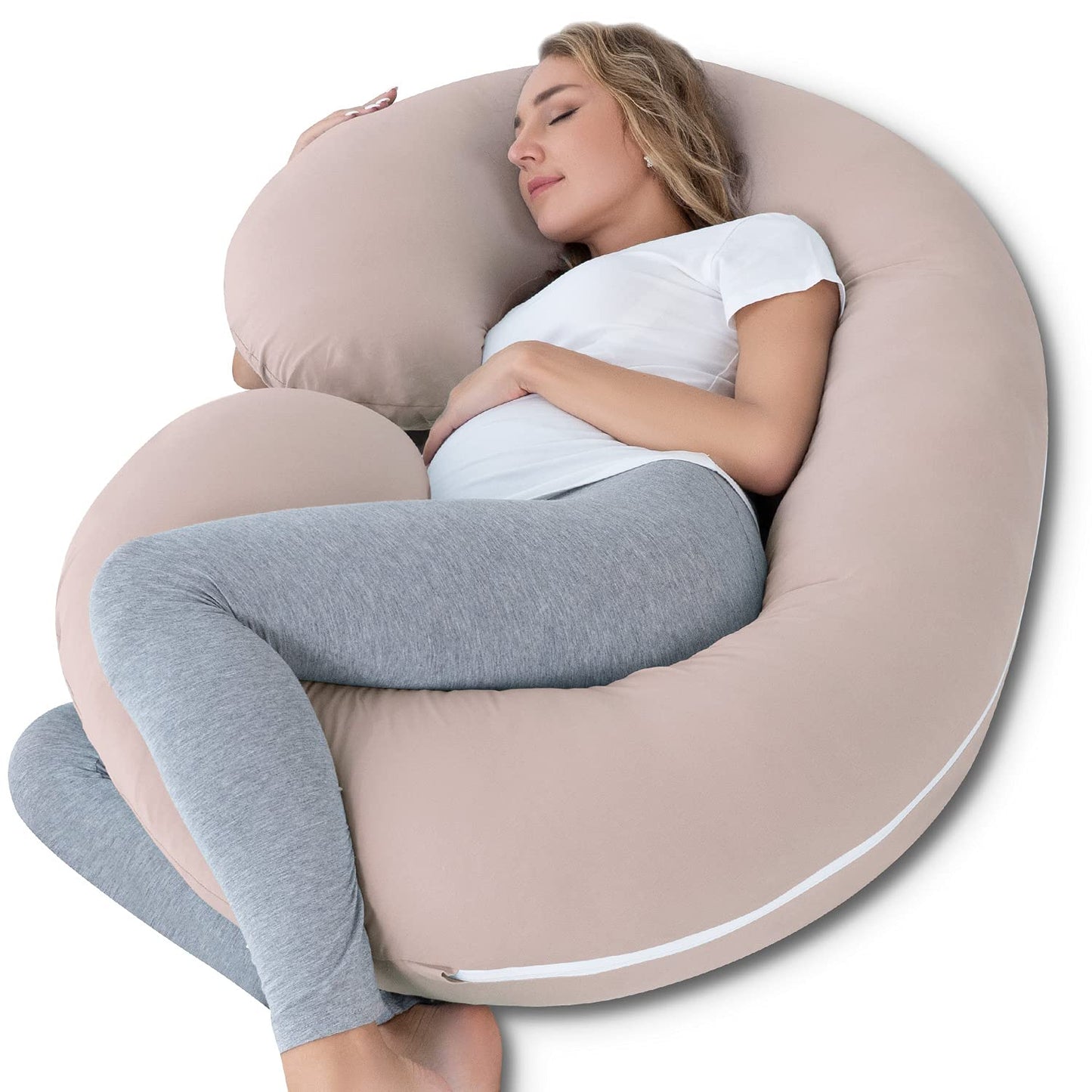 Pregnancy Pillow,Maternity Body Pillow with Velvet Cover,C Shaped Body Pillow for Sleeping (Grey)