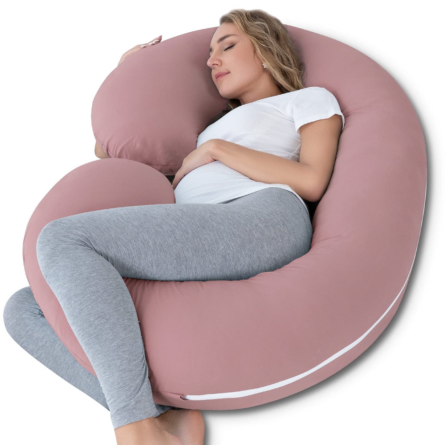 Pregnancy Pillow,Maternity Body Pillow with Velvet Cover,C Shaped Body Pillow for Sleeping (Grey)
