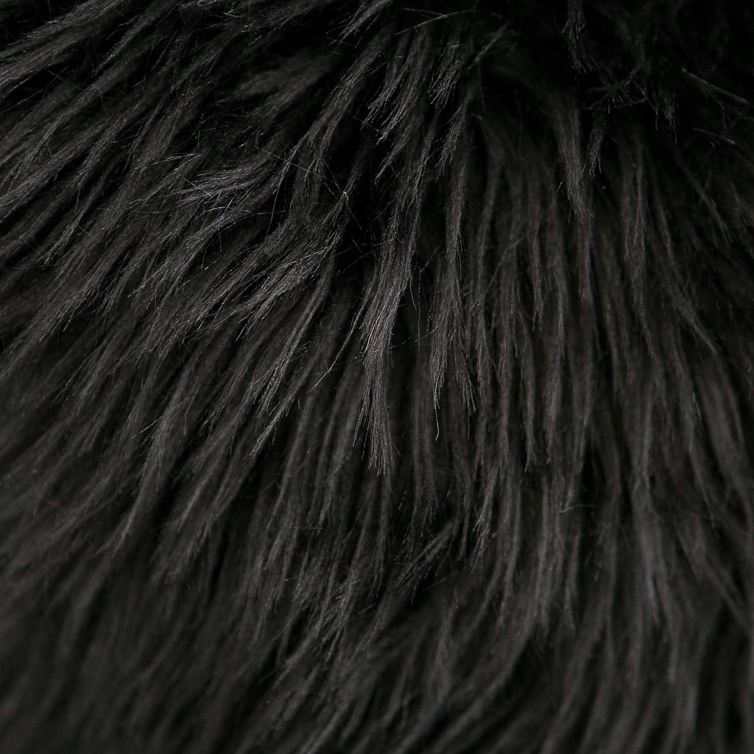 Set of 2 Black Decorative Pillow Covers New Luxury Series Merino Style Faux Fur Fluffy Throw Pillow Covers Square Fuzzy Cushion Case 20X20 Inch
