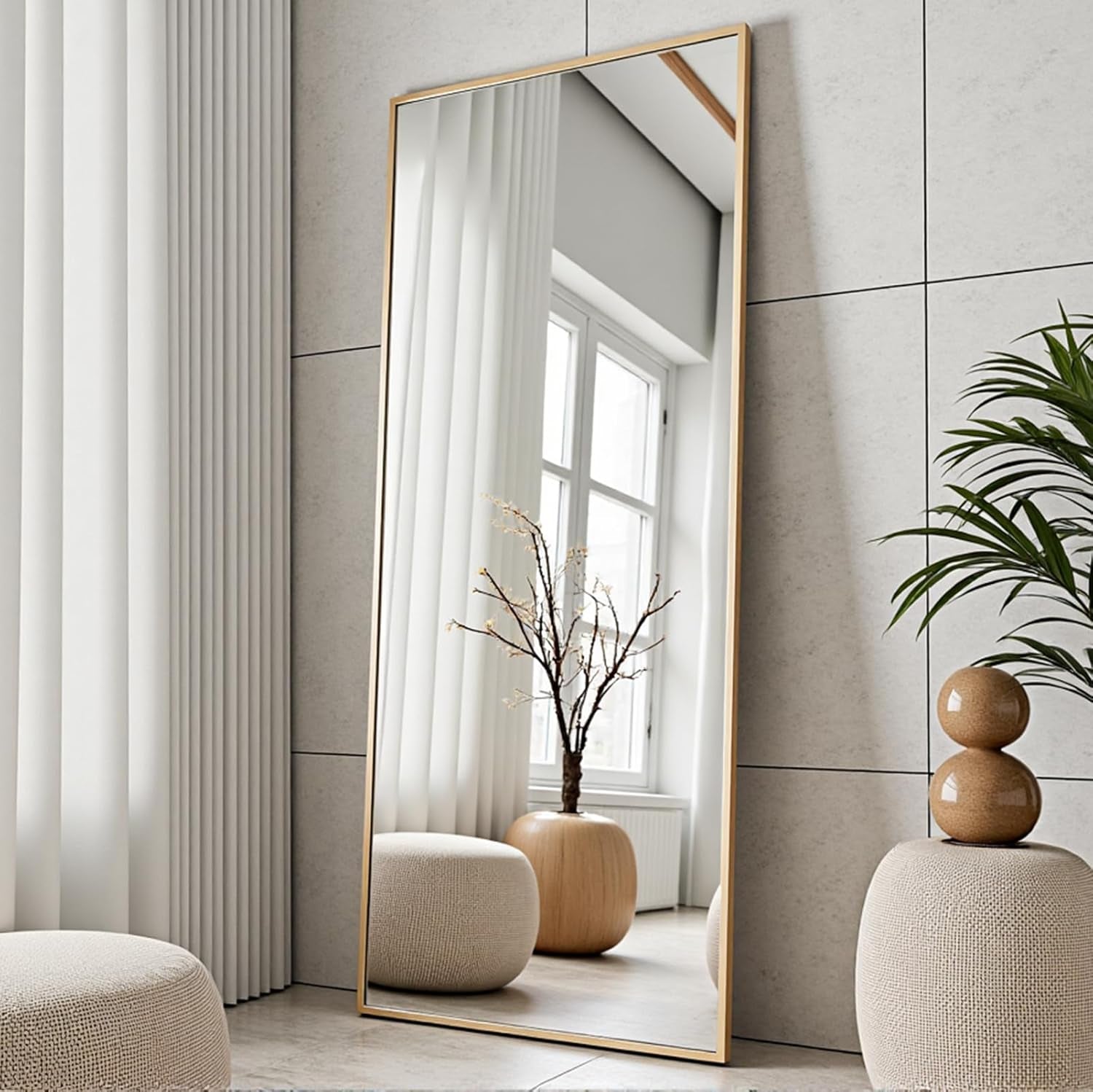 Full Length Mirror with Stand, 70"×26" Hanging, Leaning or Standing Mirror, Wall-Mounted Full Body for Bedroom, Living Room, Dressing Room Home Decor - Gold