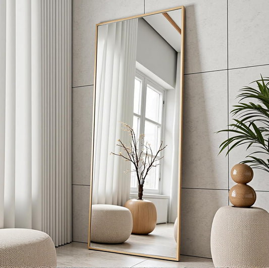 Full Length Mirror with Stand, 70"×26" Hanging, Leaning or Standing Mirror, Wall-Mounted Full Body for Bedroom, Living Room, Dressing Room Home Decor - Gold